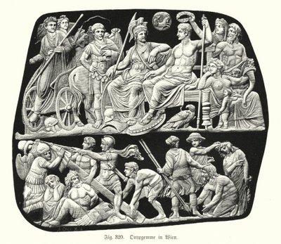 Gemma Augustea, ancient Roman onyx relief cameo engraved gem (engraving) بواسطة المدرسة الألمانية