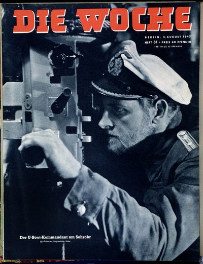 البحرية الألمانية ، قائد زورق يو في مراقبة المنظار ، غلاف "Die Woche" ، 5/8/1942. بواسطة المدرسة الألمانية