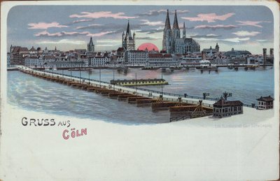 بطاقة تهنئة بكولونيا قبل عام 1900 بواسطة المدرسة الألمانية