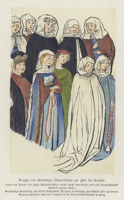 Group of women of Constance of the time of the Council of Constance بواسطة المدرسة الألمانية