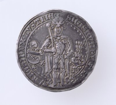 Guildiner (taler) من Sigismund (1439-96) Count of Tirol ، Hall Mint ، 1486 (الوجه الآخر) (الفضة) (للخلف انظر 168059) بواسطة المدرسة الألمانية