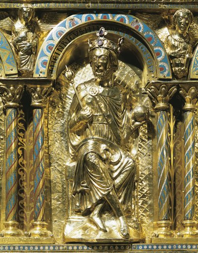 Henry IV, Holy Roman Emperor (1050-1106), detail from the Shrine of Emperor Charlemagne (742-814) 1215 (gold & champleve enamel) بواسطة المدرسة الألمانية
