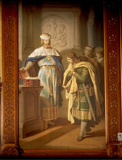 Hermann von Thuringen returns the newly-found manuscript 