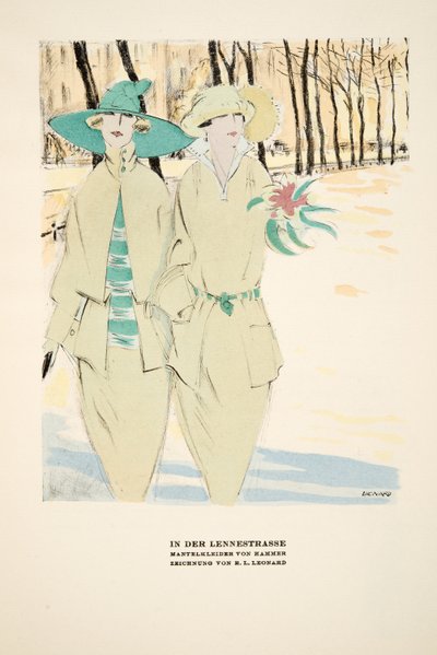 "في دير لينيستراسه"، إعلان عن معاطف هامر، من ستايل، طبعة عام 1922 (طبعة بوشوار) بواسطة المدرسة الألمانية