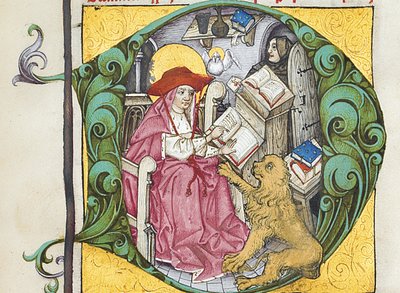 الأولي D من Epistolae Hieronymus ، رسائل القديس جيروم ومقالاته ، حرره Adrianus Brielis بواسطة المدرسة الألمانية