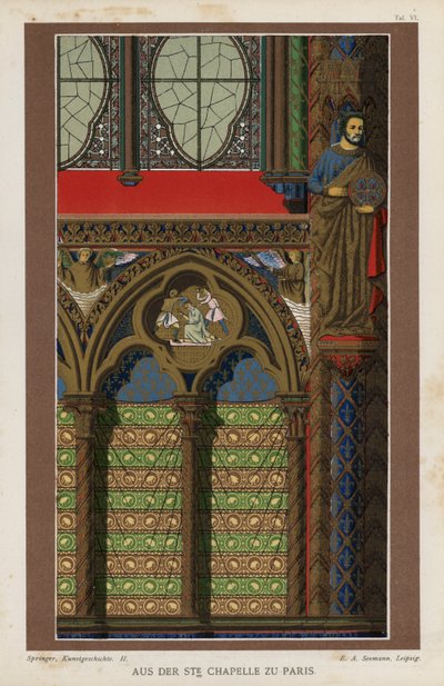 التفاصيل الداخلية من Sainte-Chapelle ، باريس ، فرنسا (لون ليثو) بواسطة المدرسة الألمانية