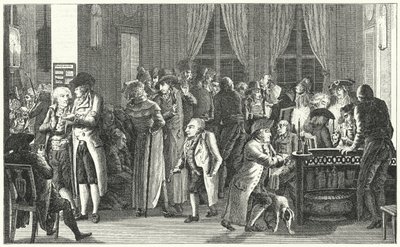 داخل مقهى ريختر في لايبزيغ ، c1800 (نقش) بواسطة المدرسة الألمانية