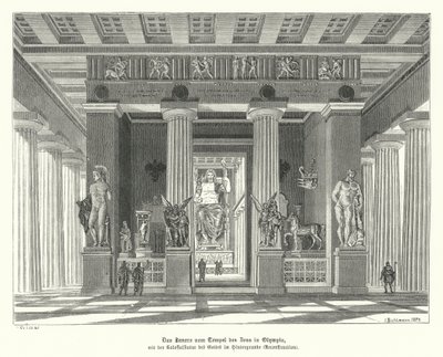 Interior of the Temple of Zeus at Olympia, Ancient Greece (engraving) بواسطة المدرسة الألمانية
