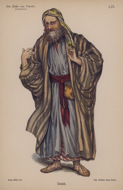 إسحاق ، من Die Judin von Toledo (The Jewess of Toledo) بواسطة Franz Grillparzer (color litho) بواسطة المدرسة الألمانية