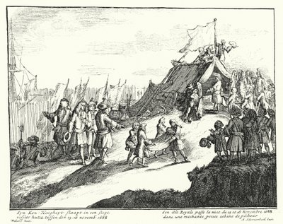 يقضي جيمس الثاني ملك إنجلترا ليلة 15/16 نوفمبر 1688 في كوخ صياد فقير (نقش) بواسطة المدرسة الألمانية