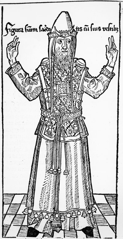 رئيس الكهنة اليهودي ، من Liber Chronicarum بقلم هارتمان شيدل ، نُشر في نورمبرغ ، 1493 بواسطة المدرسة الألمانية