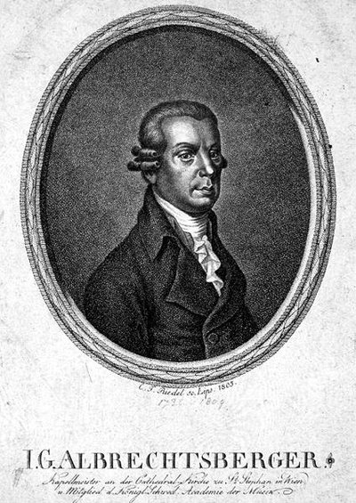 يوهان جورج ألبريشتسبرجر (1736-1809) نقش بواسطة سي إف ريدل بواسطة المدرسة الألمانية