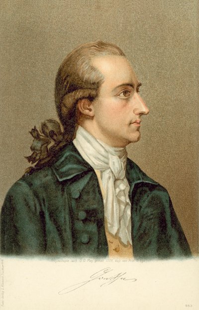 يوهان فولفجانج فون جوته (1749-1832) ، كاتب ورجل دولة ألماني. بواسطة المدرسة الألمانية