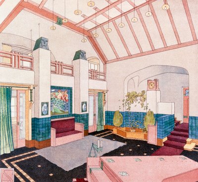 Jugendstil أو غرفة المعيشة على الطراز الحداثي المبكر بواسطة المدرسة الألمانية