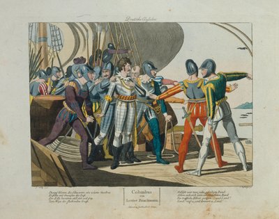أرض ، أرض! وصول كريستوفر كولومبوس في أمريكا ، نشره فريدريش كامبي ، نورمبرغ ، c.1820 بواسطة المدرسة الألمانية