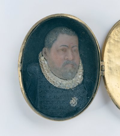 المنجد الذي يحتوي على صورة مصغرة من الشمع لـ Landgrave Wilhelm IV (الفضة المطلية بالذهب والشمع) (تفاصيل 312102 و 312135) بواسطة المدرسة الألمانية
