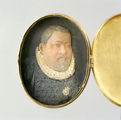 المنجد يحتوي على صورة مصغرة للشمع من Landgrave Wilhelm IV (الشمع والفضة المطلية بالذهب) (انظر أيضًا 312134 و 312135) بواسطة المدرسة الألمانية