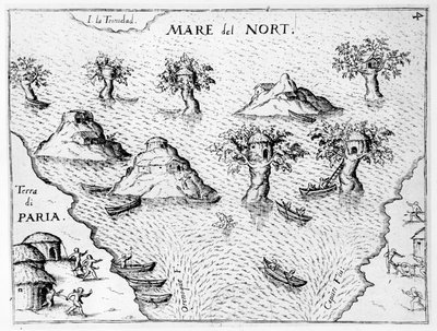 خريطة لساحل غيانا ، رسم توضيحي من Regni Guianae بقلم G. Raleigh بواسطة German School