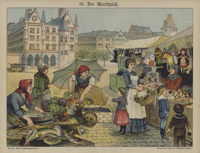Marketplace (colour litho) بواسطة المدرسة الألمانية