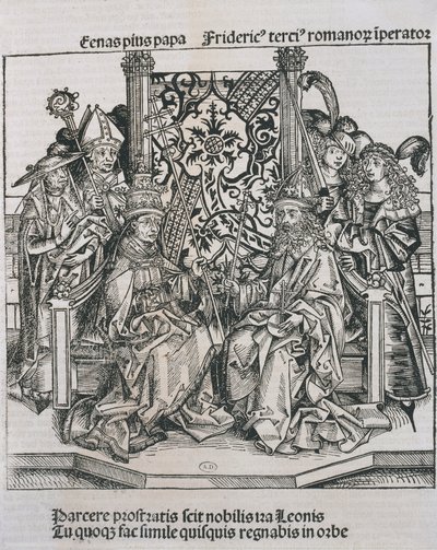 Meeting between Pope Pius II and Frederick III, Emperor of Germany (engraving) بواسطة المدرسة الألمانية