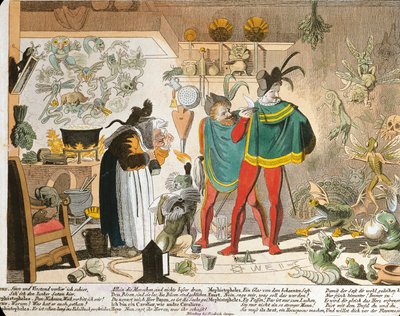 Mephistopheles inspired by Faust (coloured engraving) بواسطة المدرسة الألمانية