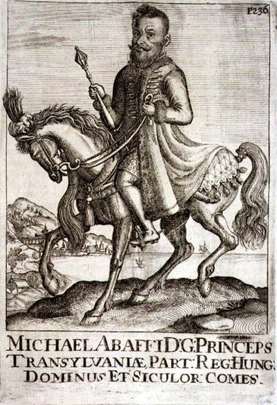 مايكل Apafi (1632-90) أمير ترانسيلفانيا ، رسم توضيحي من كتاب عن الحملات العثمانية في أوروبا ، نقشه Paul Furst (c.1605-66) بواسطة المدرسة الألمانية
