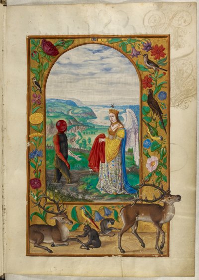 السيدة Harley 3469 ، f.18 Queen تقدم رداءًا لرجل في حمام السباحة ، المثل الرابع ، من "Splendor Solis" بقلم Salomon Trismosin بواسطة المدرسة الألمانية