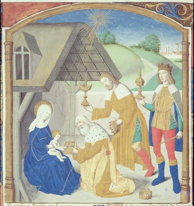 السيدة Hunter 36 f.44r Nativity ، من Vita Christi ، بقلم لودولف ساكسونيا ، c.1300-7778 بواسطة المدرسة الألمانية