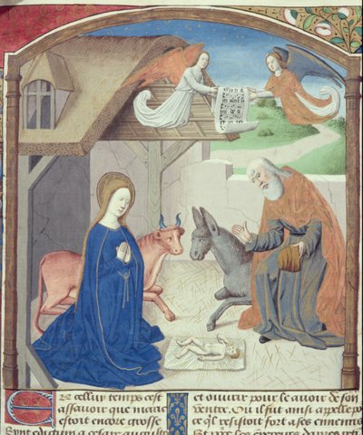 السيدة Hunter 36 f.55v Holy Family ، من Vita Christi ، بقلم لودولف ساكسونيا ، c.1300-7778 بواسطة المدرسة الألمانية