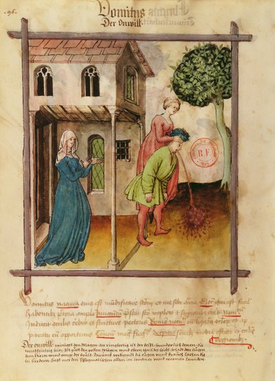 القيء MS 9333 fol.96v Man ، من Tacuinum الصحي بواسطة المدرسة الألمانية