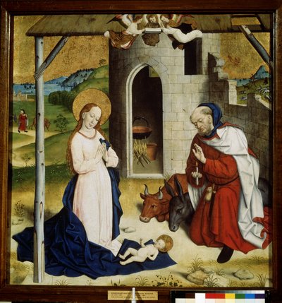 "Nativite" (عبادة الطفل المسيح) من المدرسة الألمانية. 1470-1480 متحف بوشكين ، موسكو بواسطة المدرسة الألمانية