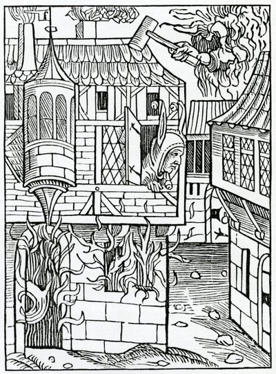 من bostynge أو hauynge confydence في ثروة ، رسم توضيحي من ترجمة ألكسندر باركلي الإنجليزية لـ "The Ship of Fools" ، من طبعة نشرت في عام 1874 بواسطة المدرسة الألمانية