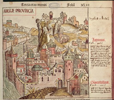 لندن القديمة ، من نورنبرغ كرونيكل بقلم هارتمان شيدل (1440-1514) 1493 بواسطة المدرسة الألمانية