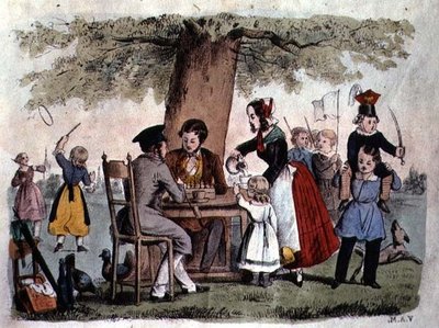 ألعاب الهواء الطلق ، ألمانيا ، حوالي 1860 (نقش ملون) بواسطة المدرسة الألمانية