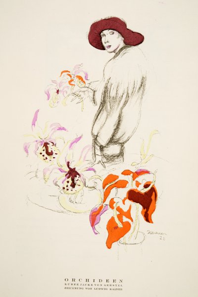Orchideen، Short Jacket by Gerstel، from Styl، pub 1922 (pochoir print) بواسطة المدرسة الألمانية
