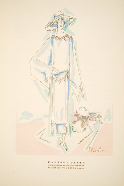 باريزر بلاتز ، الزي الصيفي من قبل هامر ، من ستايل ، حانة 1922 (طباعة pochoir) بواسطة المدرسة الألمانية