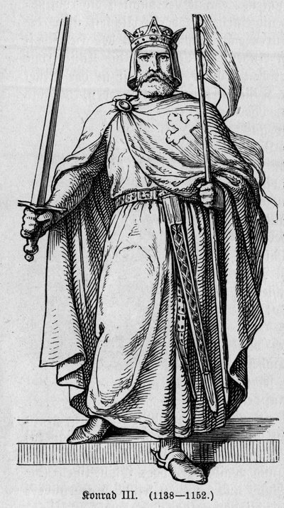 صورة كونراد الثالث بواسطة هوهنشتاوفن (1093-1152) ، الإمبراطور الروماني الألماني. نقش في "" Kaiser، Konig und Papft "لريتشارد روث بواسطة المدرسة الألمانية