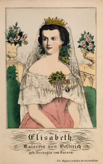 صورة لإليزابيث بافاريا ، إمبراطورة النمسا ، من Neuruppiner Bilderbogen ، 1860 بواسطة المدرسة الألمانية