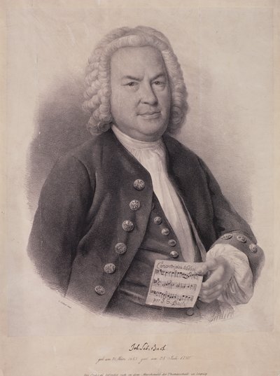 صورة يوهان سيباستيان باخ (1685-1750) منقوشة من قبل إف جي شليك ، 1840 بواسطة المدرسة الألمانية