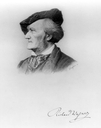 صورة لريتشارد فاجنر (1813-1883) ، مؤلف موسيقي ألماني ، نقشه روبرت ريهر (1838-1877) بواسطة المدرسة الألمانية