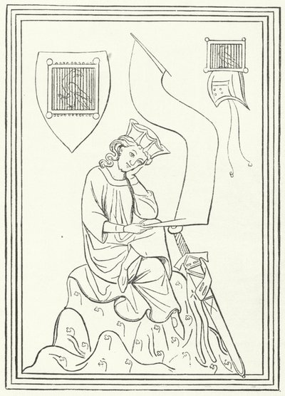 صورة للشاعر الغنائي الألماني الأوسط والثر فون دير فوجلويد من Codex Manesse (نقش) بواسطة المدرسة الألمانية