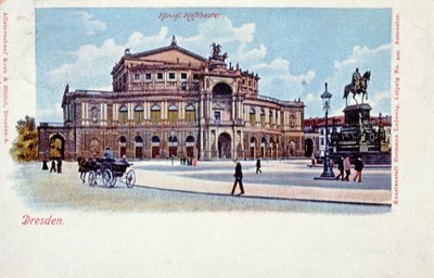 بطاقة بريدية تصور دار أوبرا سمبر ، دريسدن ، c.1900 بواسطة المدرسة الألمانية