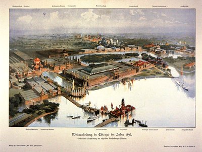 ملصق لمعرض شيكاغو العالمي 1893 (لون ليثو) بواسطة المدرسة الألمانية
