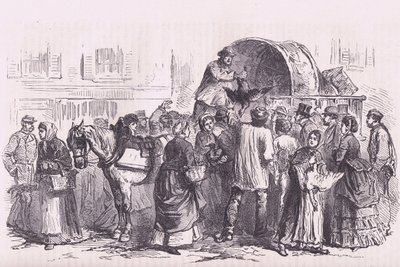 Poultry sellers in Paris, Cassells History of the War between France and Germany published by Cassell and Company Limited, c.1890 (litho) بواسطة المدرسة الألمانية