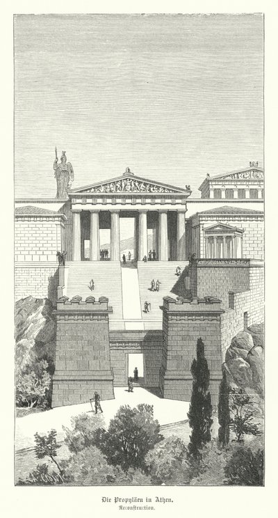 Propylaea, entrance to the Acropolis of Athens, Ancient Greece (engraving) بواسطة المدرسة الألمانية