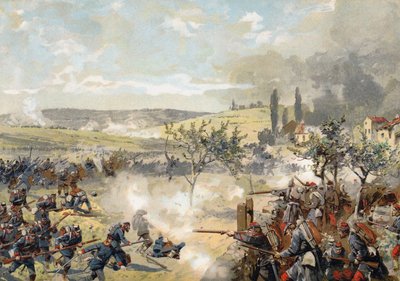 البروسي Landwehr في العمل في معركة Noisseville ، الحرب الفرنسية البروسية ، 31 أغسطس 1870 بواسطة المدرسة الألمانية
