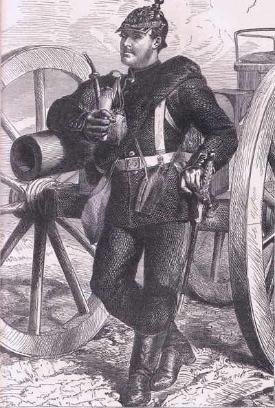 رجل المدفعية البروسي ، تاريخ الحرب بين فرنسا وألمانيا لكاسيل ، نشرته شركة Cassell and Company Limited ، c1890 (litho) بواسطة المدرسة الألمانية