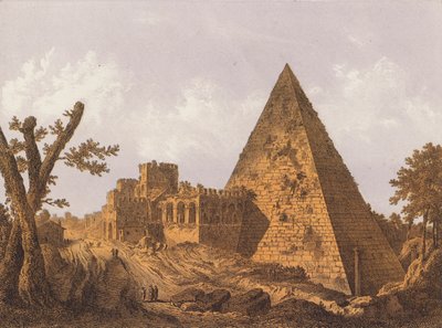 هرم سيستيوس، روما (صورة حجرية ملونة) بواسطة المدرسة الألمانية