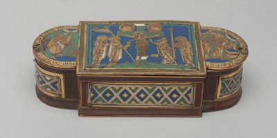 Pyx ، c.1170-1180 (نحاس مذهب ، مينا تشامبليفي ومينا كلوزوني ، قلب خشبي (حديث)) بواسطة المدرسة الألمانية