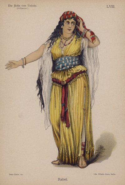 راحيل ، من Die Judin von Toledo (The Jewess of Toledo) بقلم Franz Grillparzer (color litho) بواسطة المدرسة الألمانية